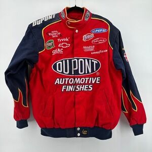VTG Jeff Gordon NASCAR Jacket Mens Large DuPont Racing Flames Chase Authentics